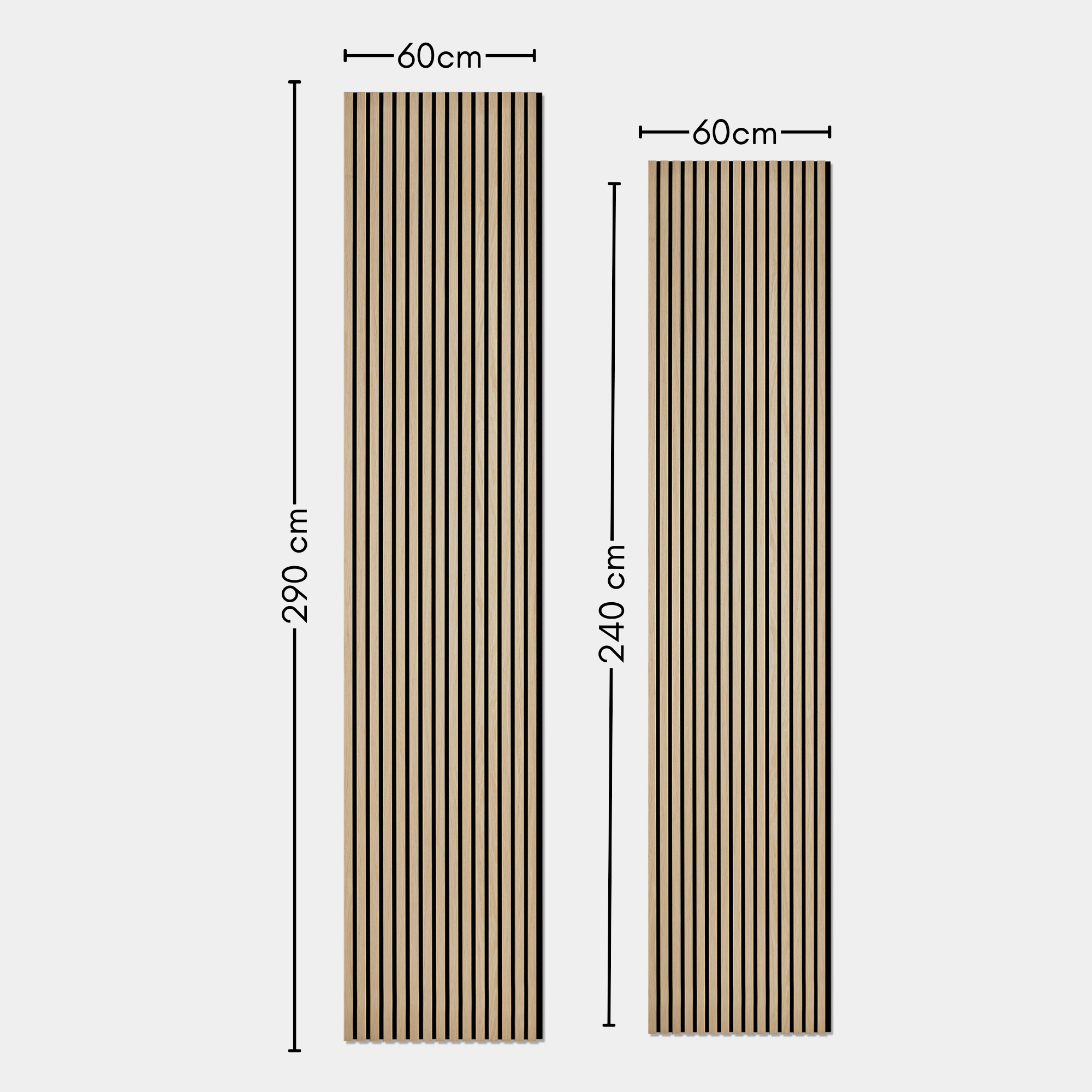 Light Oak Acoustic Slat Wall Panel - 290cmx60cm