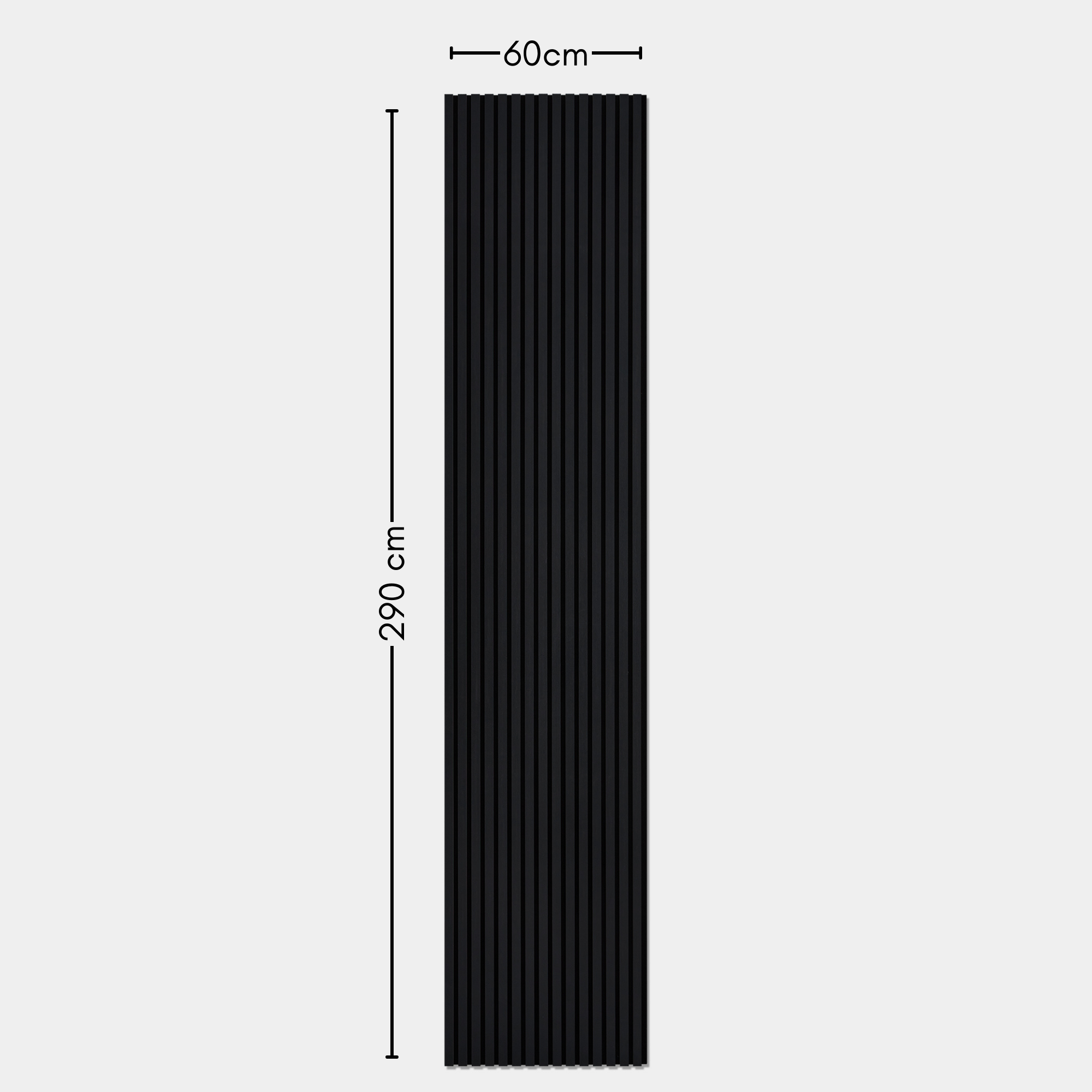 Midnight Black Acoustic Slat Wall Panel - 290cmx60cm