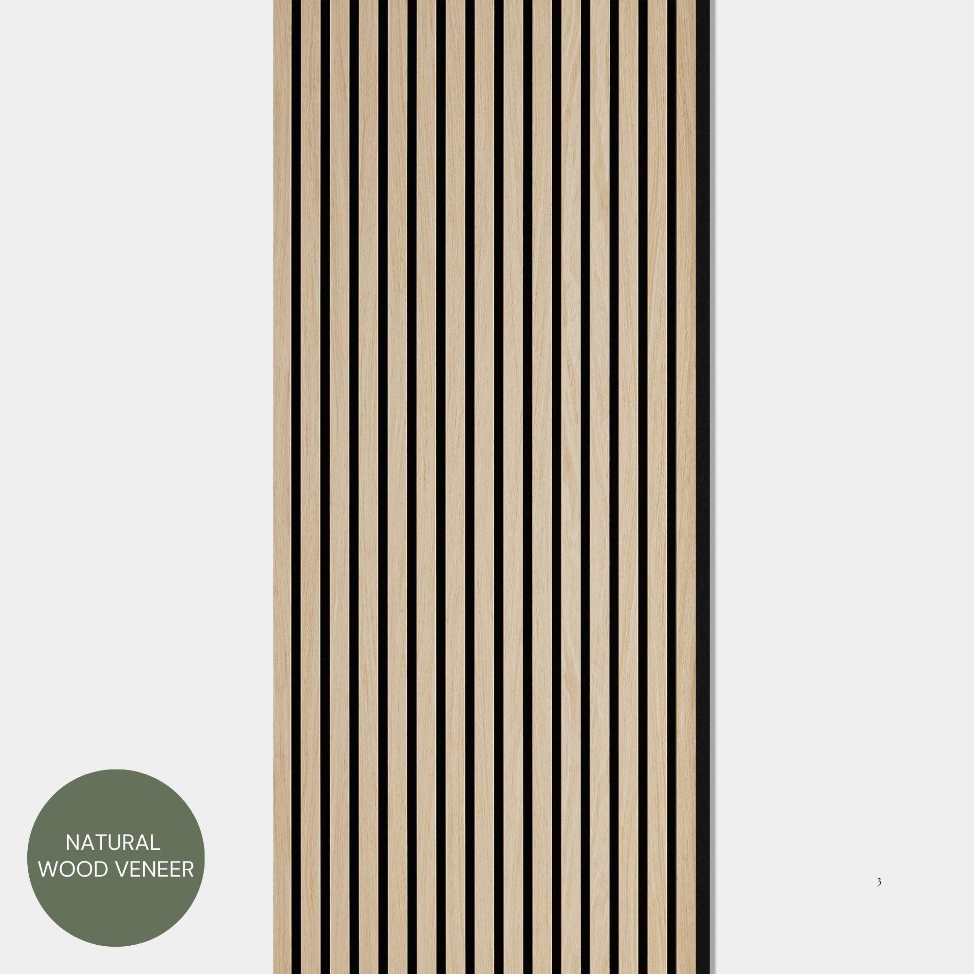 Natural Oak Acoustic Slat Wall Panel - 290cmx60cm