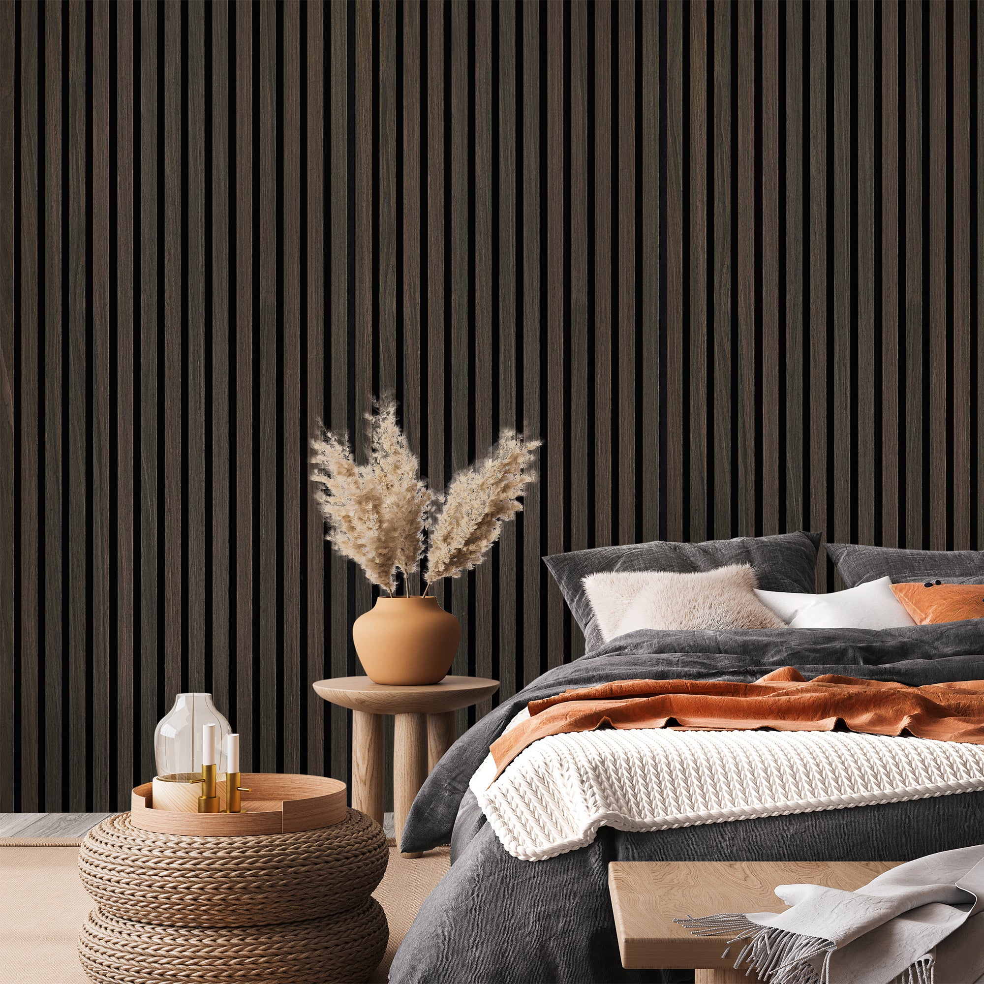 Walnut Acoustic Slat Wall Panel - 290cmx60cm