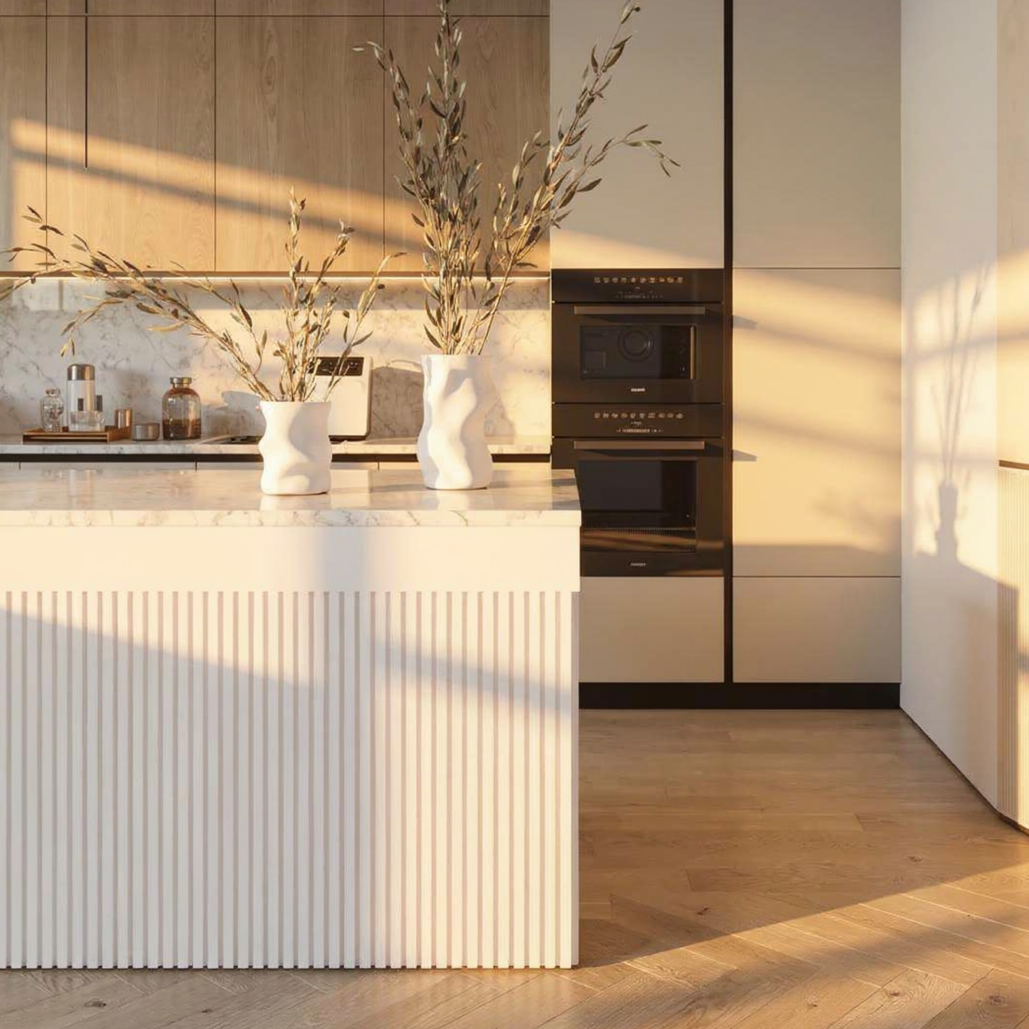 Frost White Acoustic Slat Wall Panel (White Felt) - 290cmx60cm