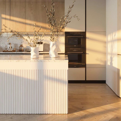 Frost White Acoustic Slat Wall Panel (White Felt) - 290cmx60cm