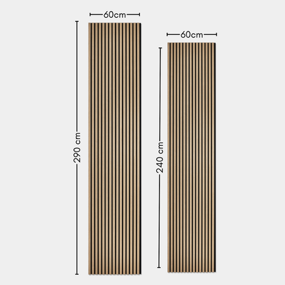 Natural Oak Acoustic Slat Wall Panel - 290cmx60cm