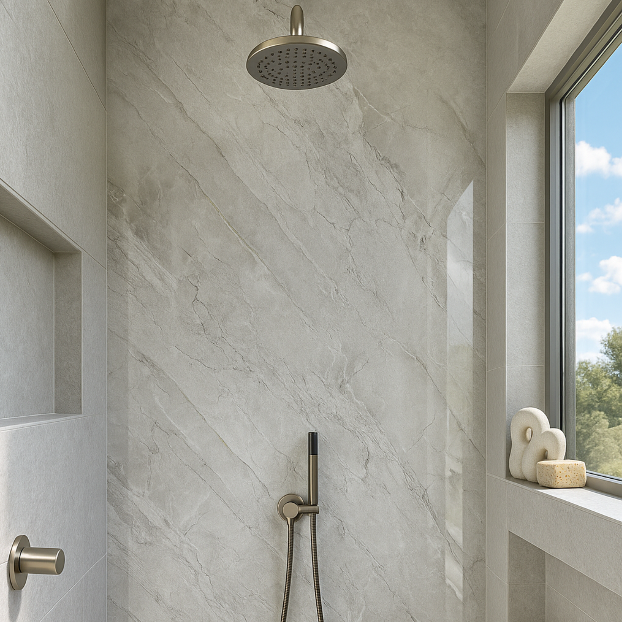 Grey Marble Bathroom Wall Panel - 240cmx120cm