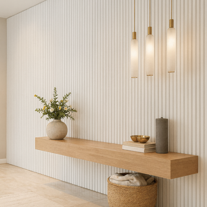 Frost White Acoustic Slat Wall Panel (White Felt) - 290cmx60cm
