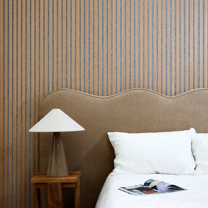 Natural Oak (Grey Felt) Acoustic Slat Wall Panel - 290cmx60cm