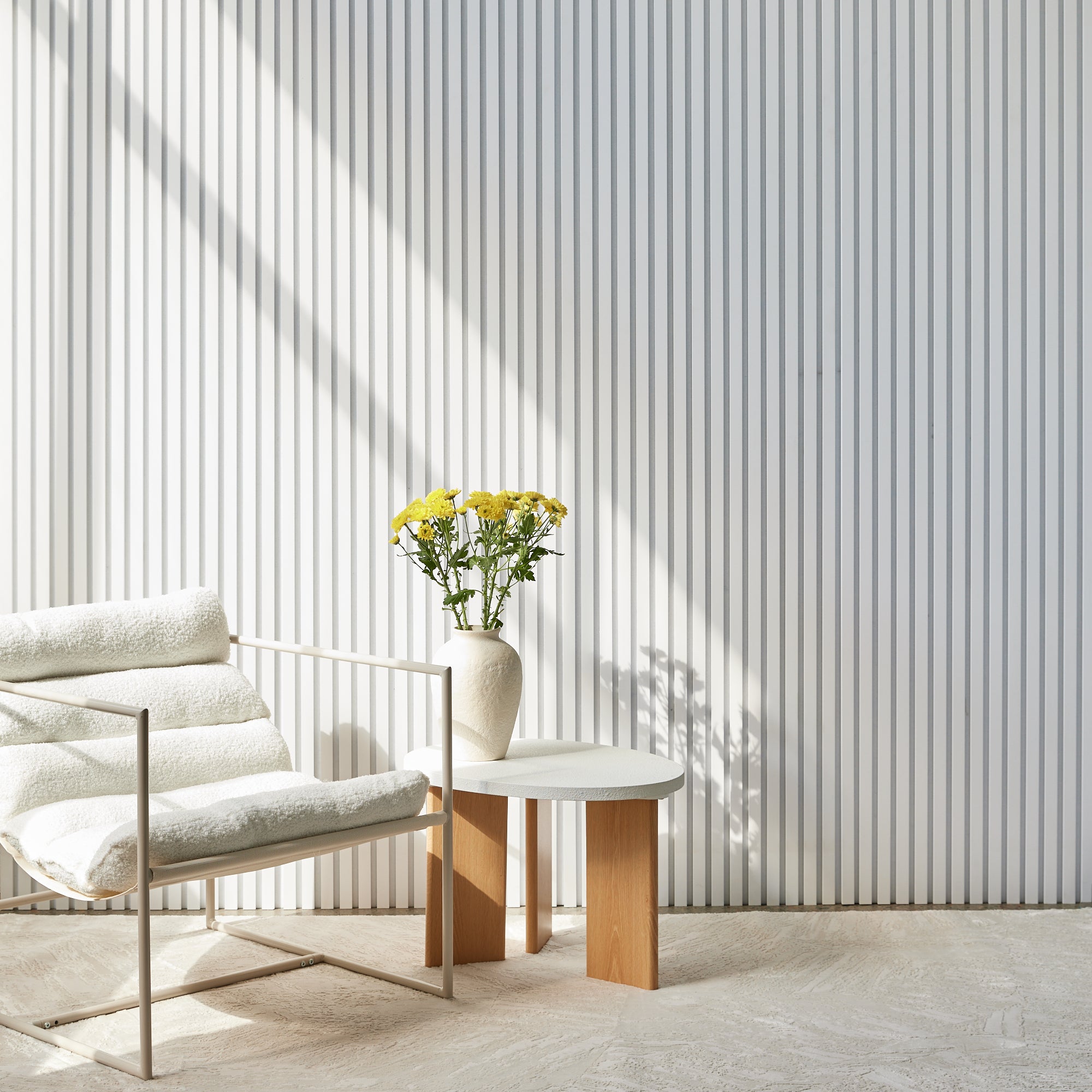 Frost White Acoustic Slat Wall Panel (Pure White Felt) - 290cmx60cm