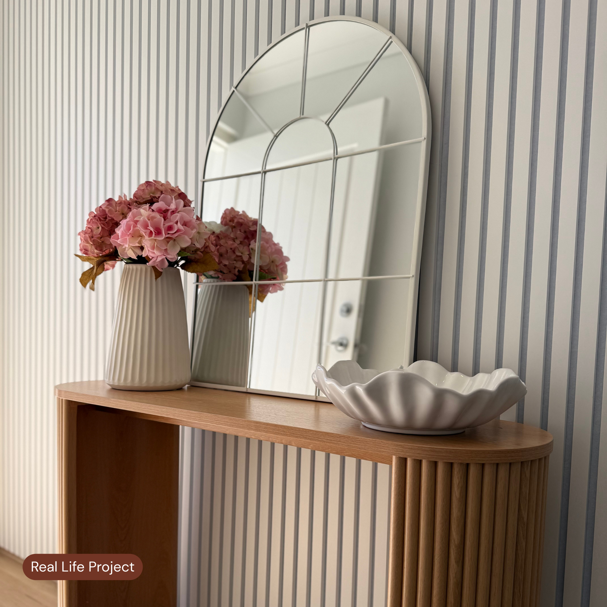 Frost White Acoustic Slat Wall Panel (White Felt) - 290cmx60cm